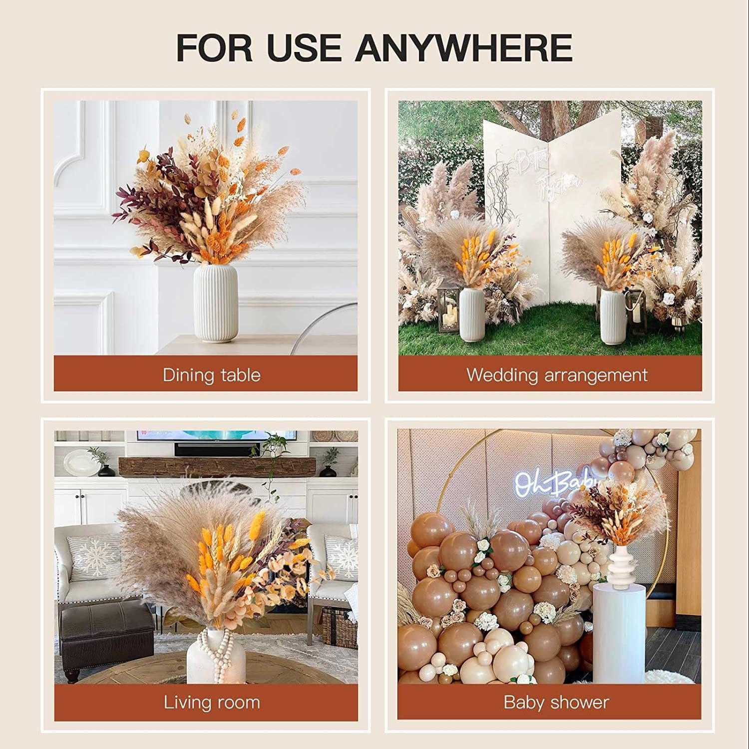 G5 Hot Selling Natural Fluffy Short Faux Pampas Grass Dried Fluffy Pampas Grass Bouquet Dried Pampas Grass Decor