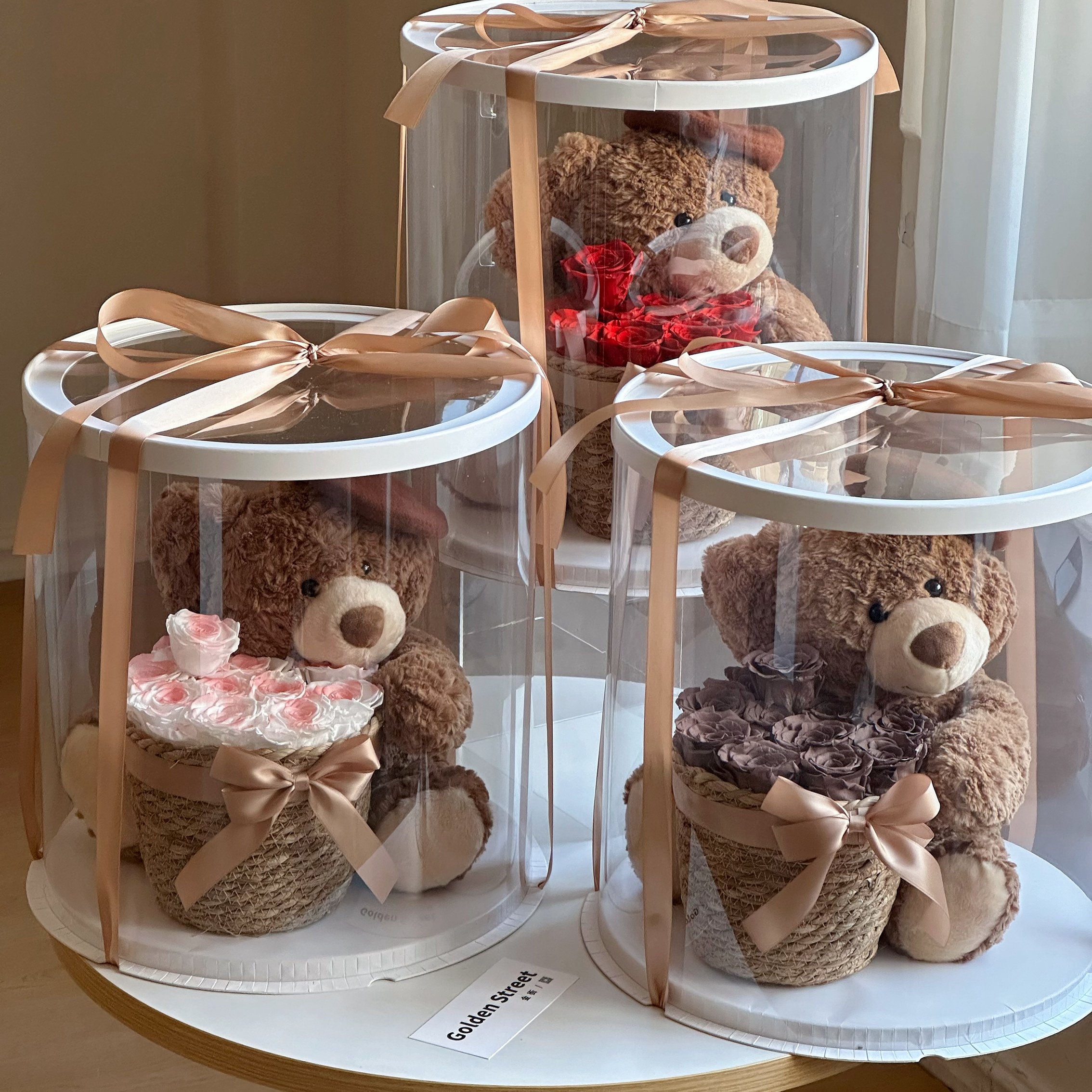 Birthday Valentines Day Creative Gift Real Natural Forever Dried Immortal Flower Preserved Rose Eternal Flower Rose Bear Box