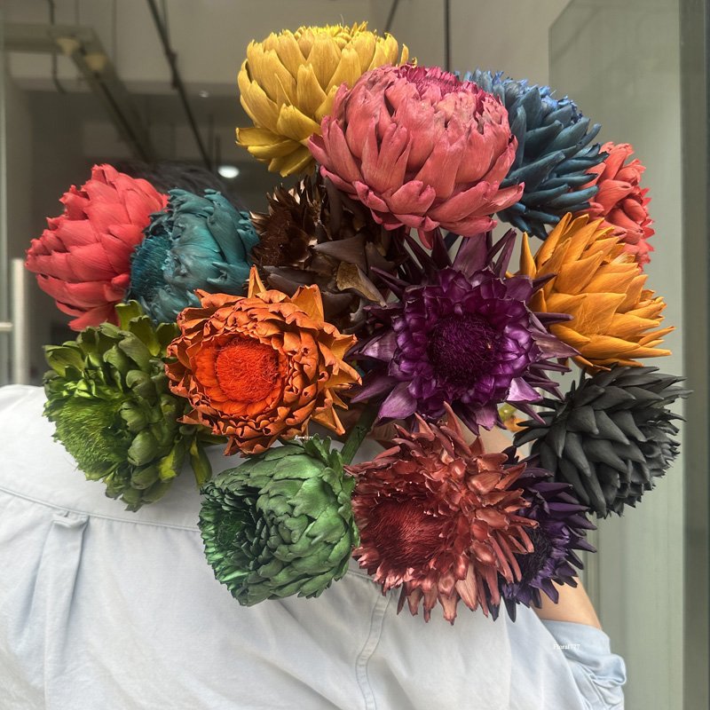 Wholesale 100% dried Flowers White lotus Preserved Flowers Artichoke For Home Wedding Decorative