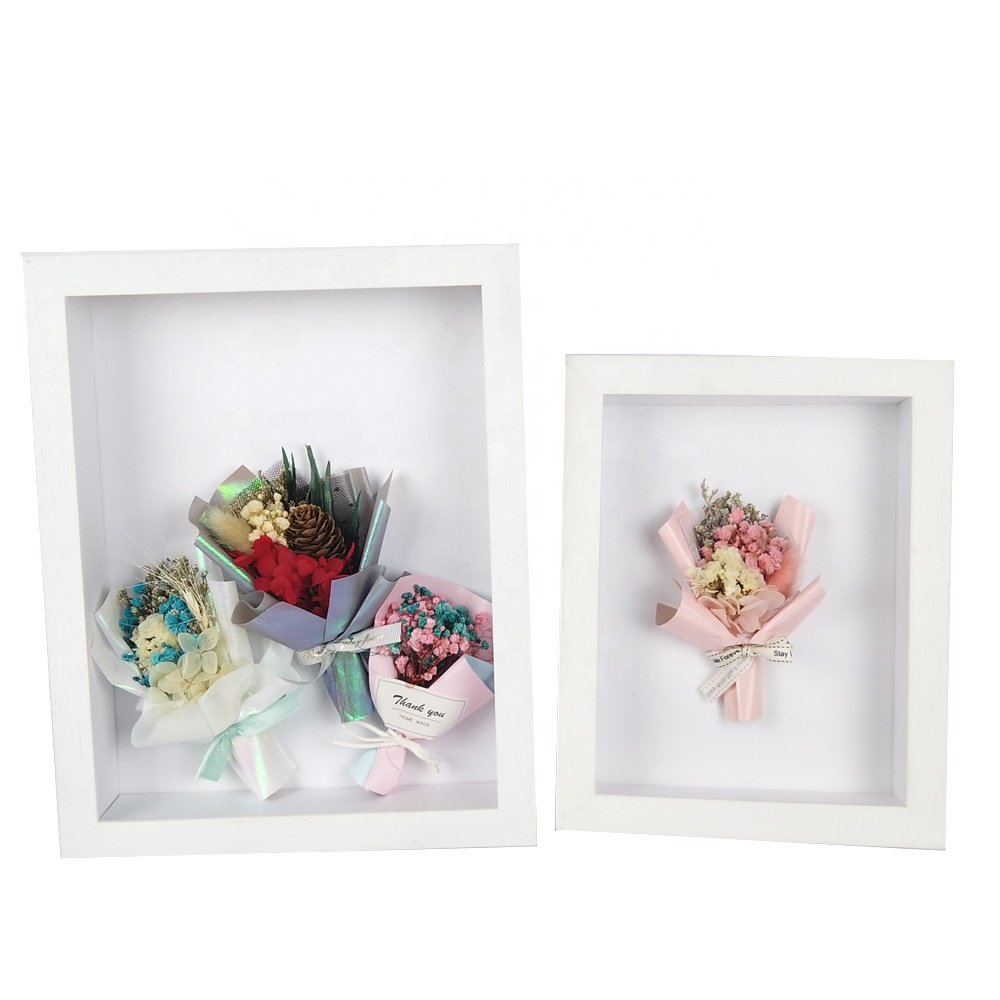 Display Clay Memory White Butterfly Preserved Wall Wood Shadow Box Picture Shadowbox Photo Dried Flower Deep Frame 3d