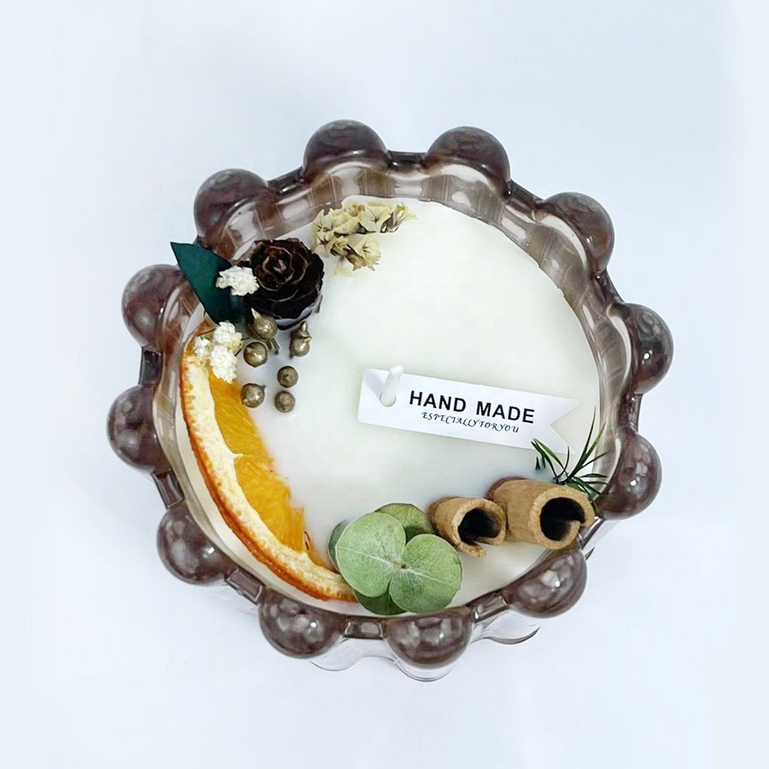 High Quality contracted Cylindrical vase Aromatherapy dried flowers Scented Candle in Artisanal glass containers