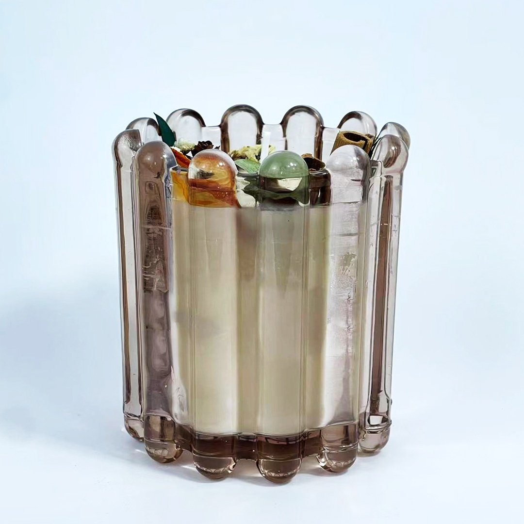 High Quality contracted Cylindrical vase Aromatherapy dried flowers Scented Candle in Artisanal glass containers