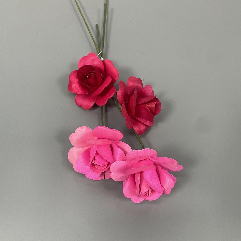 Original Handmade Craft Assorted Colors Full Open Bud Wooden Rose For Wedding Party Floral Decoration