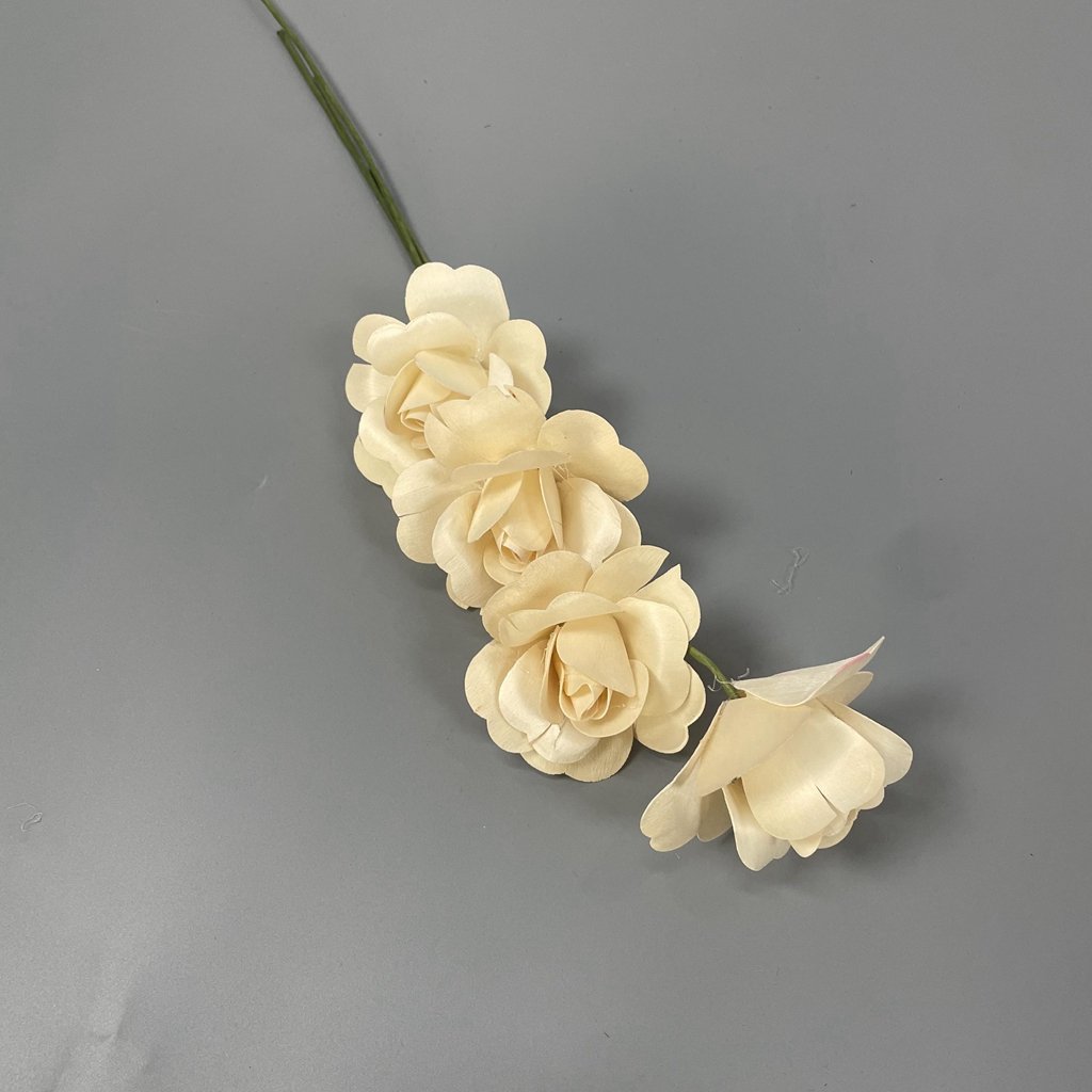Original Handmade Craft Assorted Colors Full Open Bud Wooden Rose For Wedding Party Floral Decoration