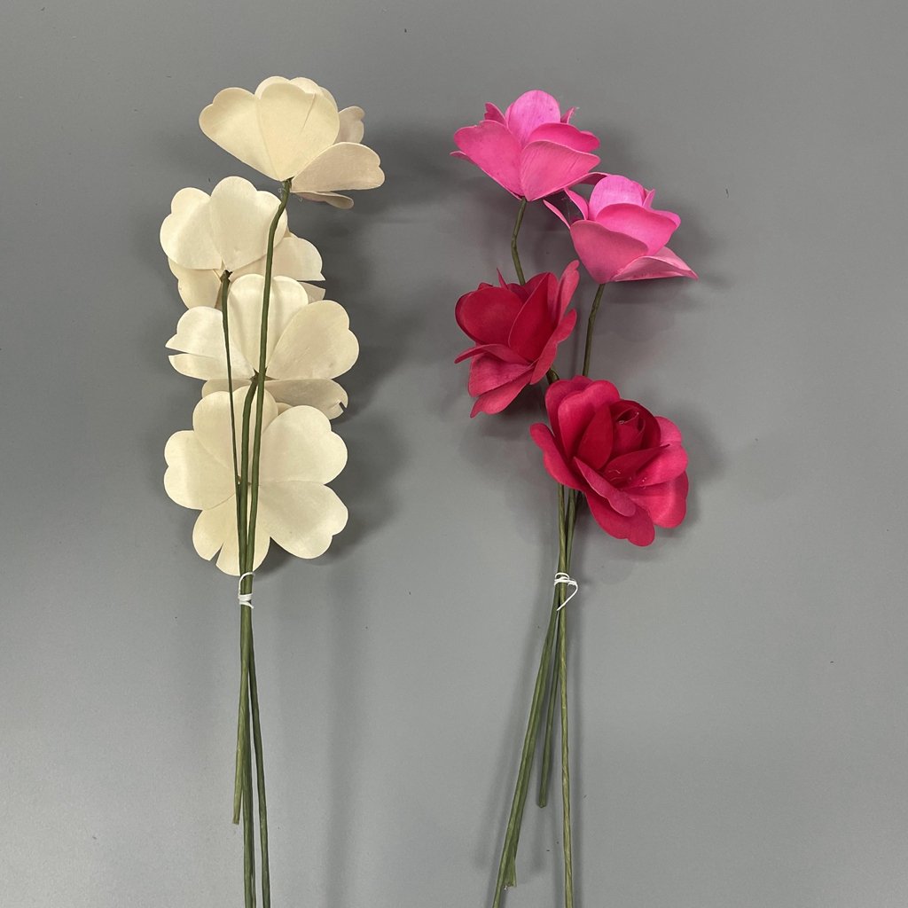 Original Handmade Craft Assorted Colors Full Open Bud Wooden Rose For Wedding Party Floral Decoration