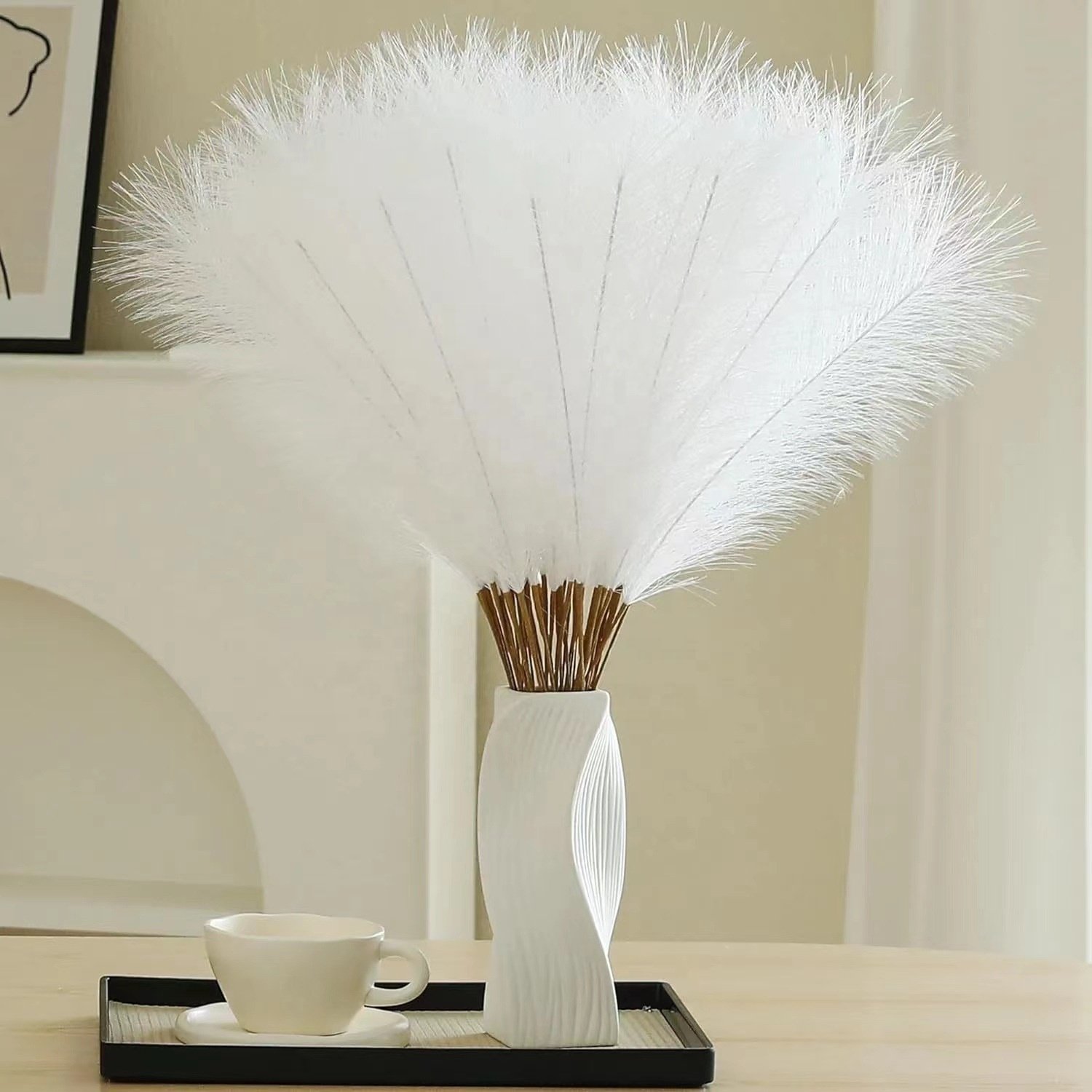Artificial pampas grass lifetime fluffy table decor real touch dried flower