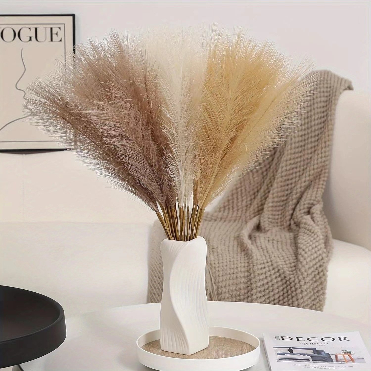 Artificial pampas grass lifetime fluffy table decor real touch dried flower