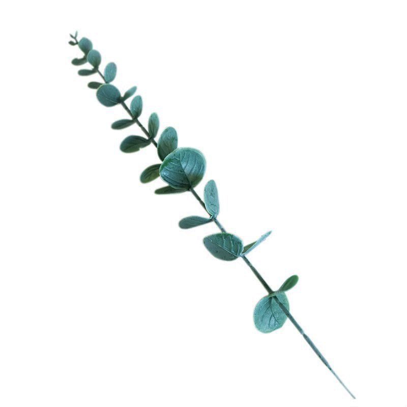 ZhiXia wholesale single plastic artificial green plants dried eucalyptus leaf home decoration wedding flower arrangement