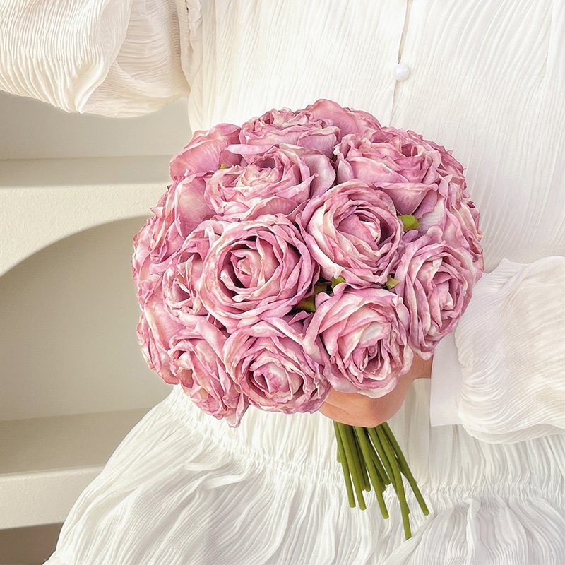 Artificial Rose Flowers Blossom Red Rose With Long Stem Bouquet For Home Wedding Party Garden Floral Valentine's Day Gift