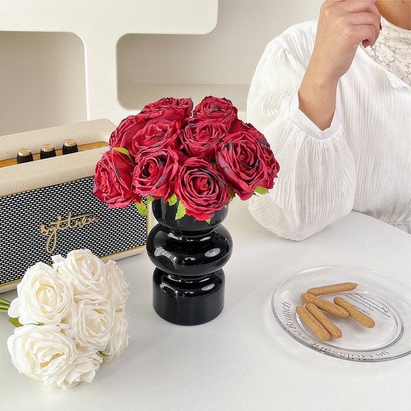 Artificial Rose Flowers Blossom Red Rose With Long Stem Bouquet For Home Wedding Party Garden Floral Valentine's Day Gift