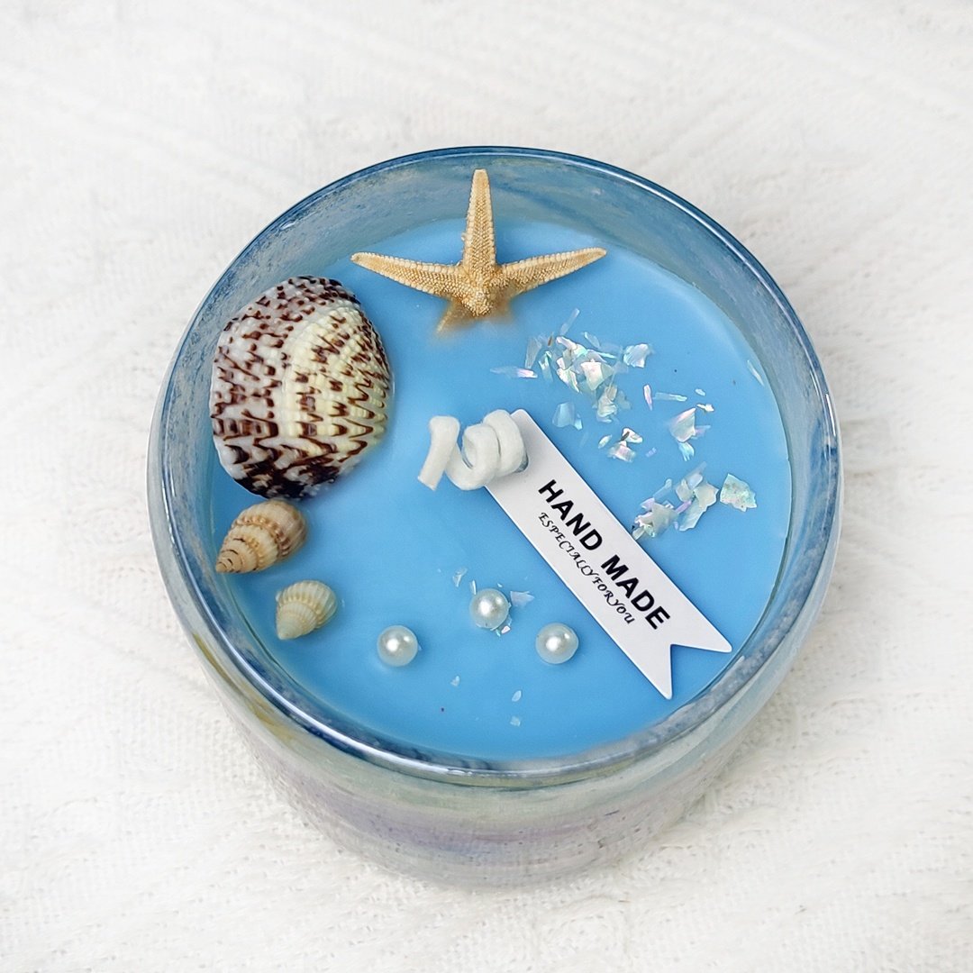 Custom environmental soy wax Seashell Aromatherapy Scented Candle In Electroplated Glass Container