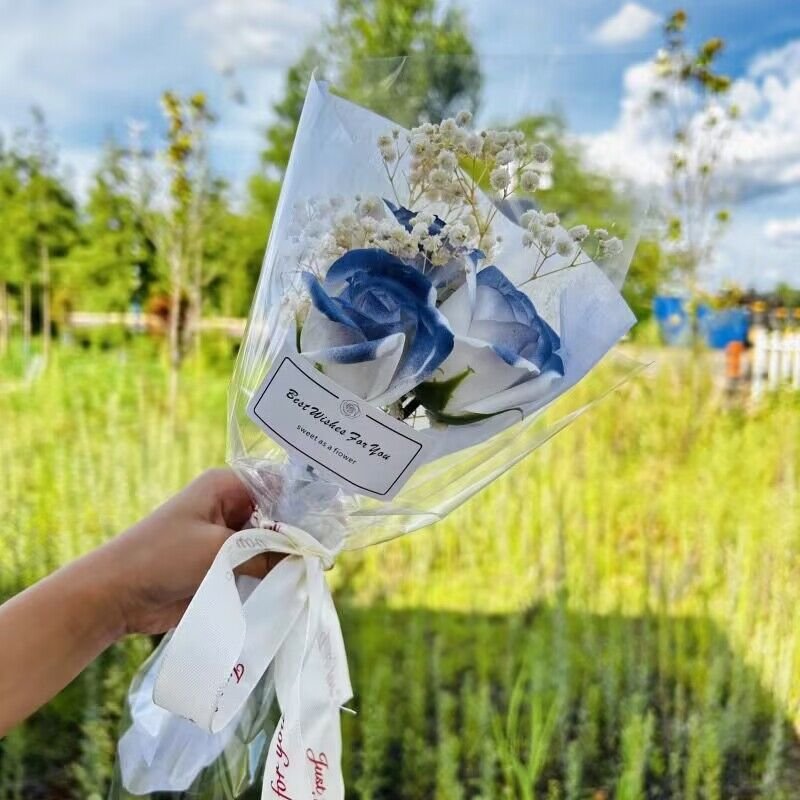 Custom Korean Flower Bouquet in Stock High Quality Flower Wrapping Paper Transparent Waterproof Design Customized Virgin