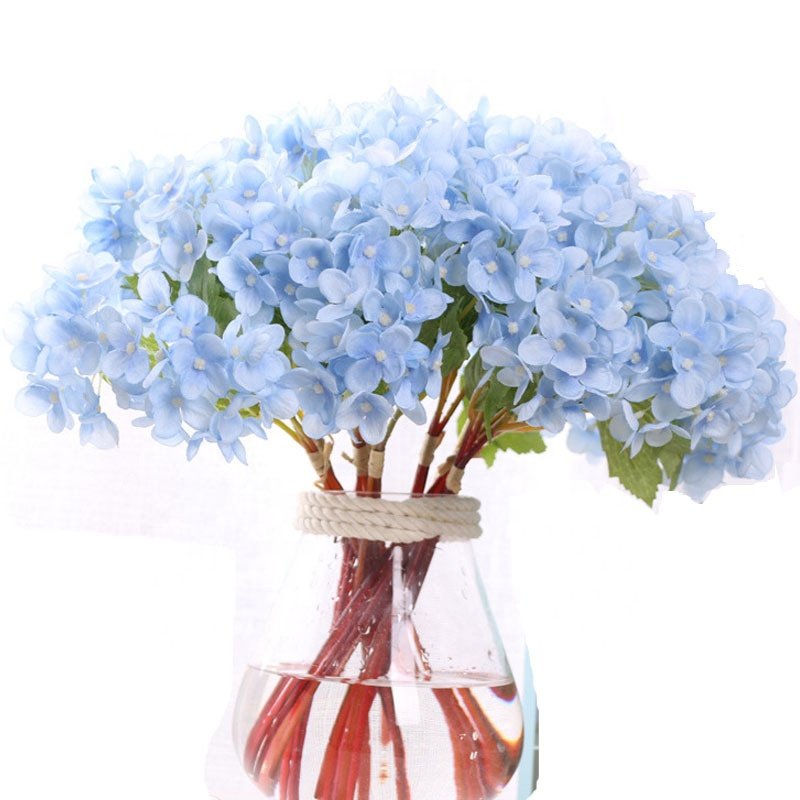 Cheap wholesale 3 head dried white yellow real touch silk artificial preserved hydrangeas artificial flowers dry flowers wedding