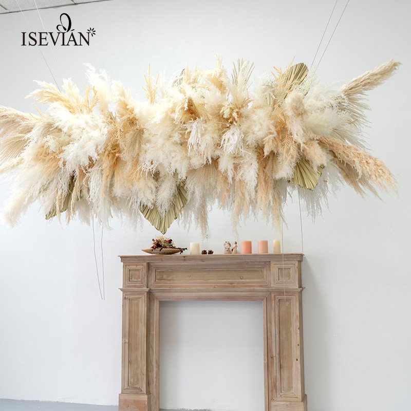 ISEVIAN Wedding Pampas Flower Wedding Hanging Pampas Ceiling Flowers