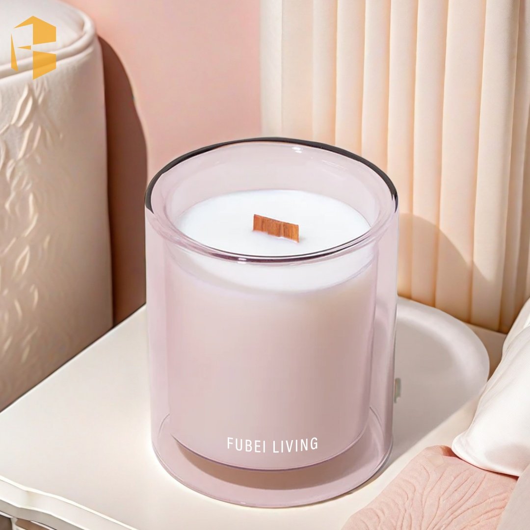 2024 New Style Luxury Double Wall Glass Candle Natural Soy Wax Customized Label Dried Flowers Scented Candle