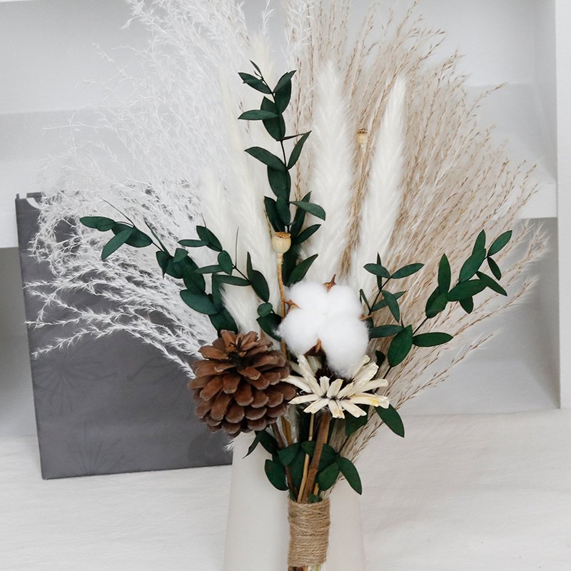 CH-084 wholesale papaver rhoeas natural pampas grass cotton boho wedding dried flowers bouquet bridal