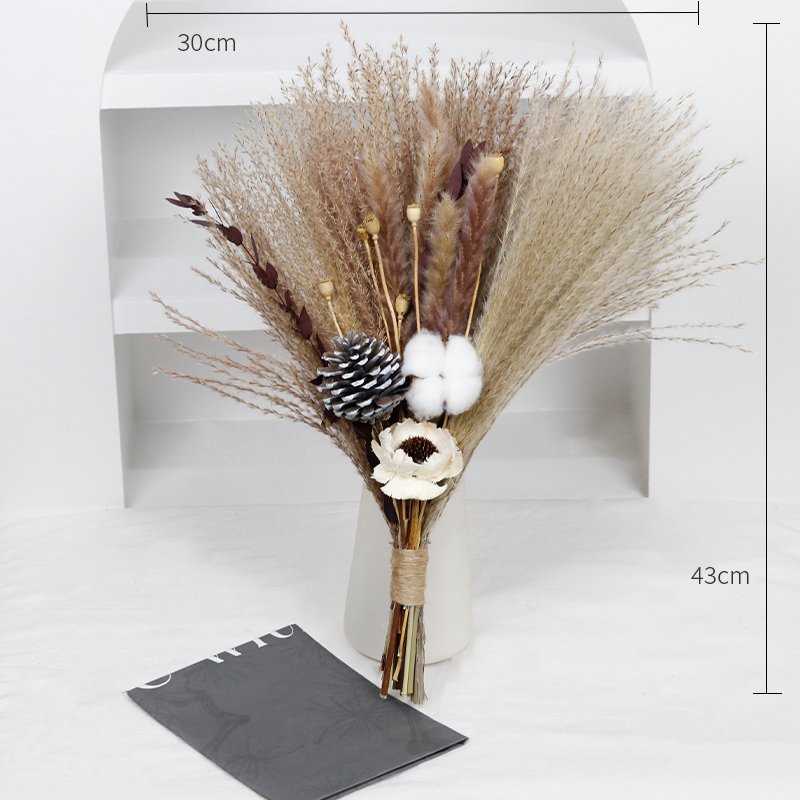 CH-084 wholesale papaver rhoeas natural pampas grass cotton boho wedding dried flowers bouquet bridal