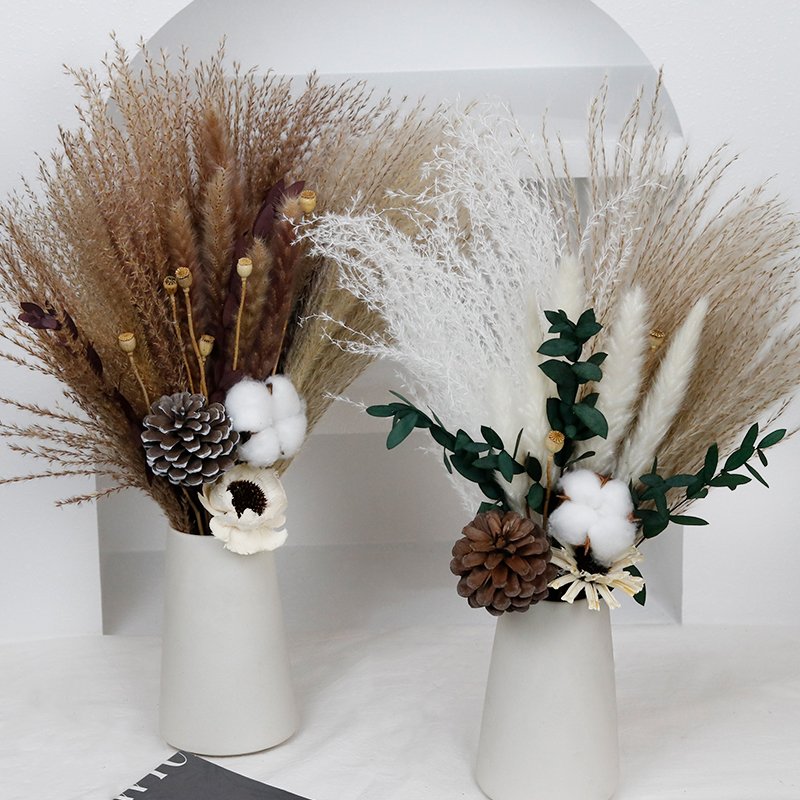 CH-084 wholesale papaver rhoeas natural pampas grass cotton boho wedding dried flowers bouquet bridal