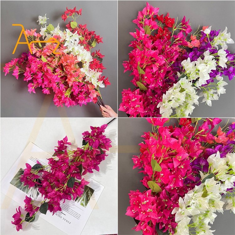 Hot Selling Wedding Bougainvillea Bouquet Pink Red Artificial Real Touch Dried Flowers For Home Wedding Decoration