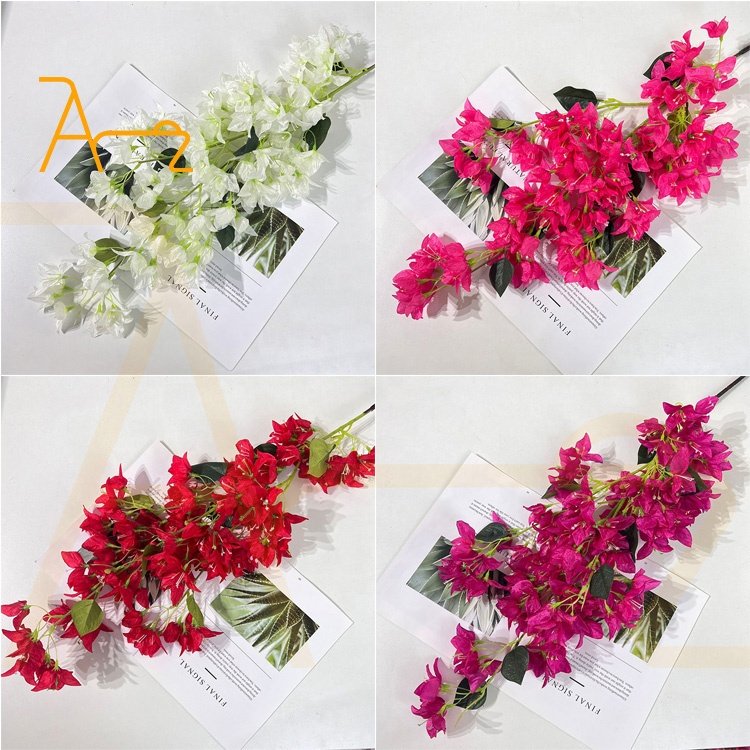 Hot Selling Wedding Bougainvillea Bouquet Pink Red Artificial Real Touch Dried Flowers For Home Wedding Decoration