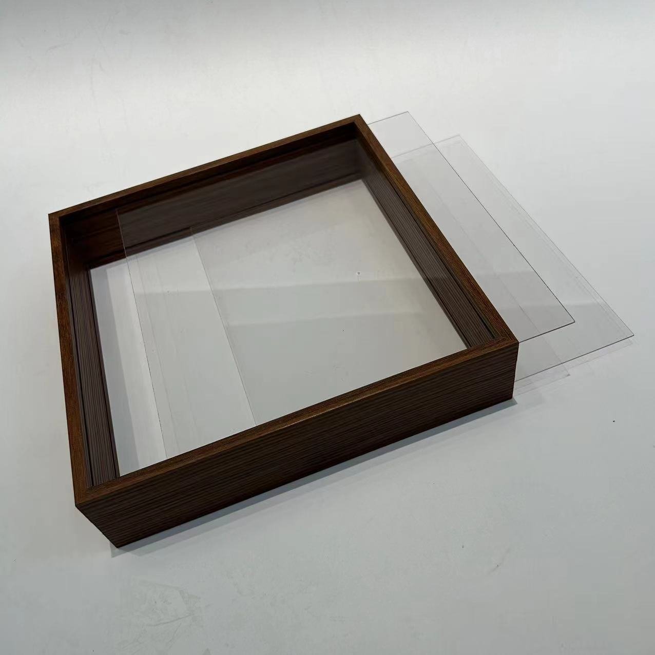 Wooden Dried Bouquet Flower Shadow Box Clear Double Sided Floating Frame Box Dried Flower Display Stand Frame 8 x 10 inches