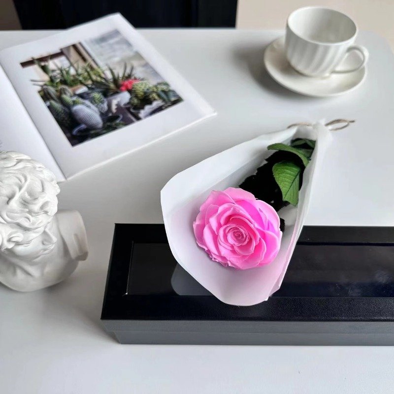 Mini Dried Flower Bouquets Preserved Forever Roses With Long Lasting Stem For Proposal Wedding Valentine Mother Birthday Day