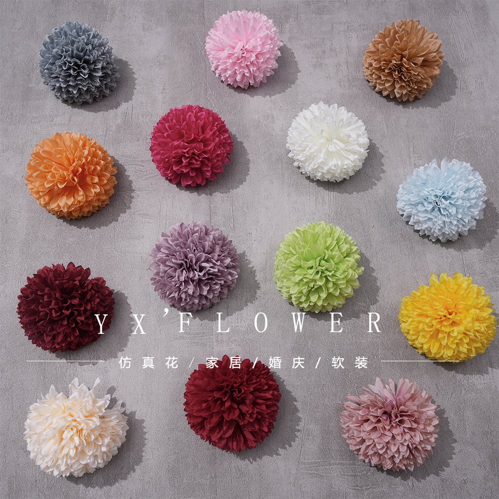 Artificial flower ping-pong chrysanthemum ball Chrysanthemum green onion ball diameter about 9cm dance wrist flower decoration