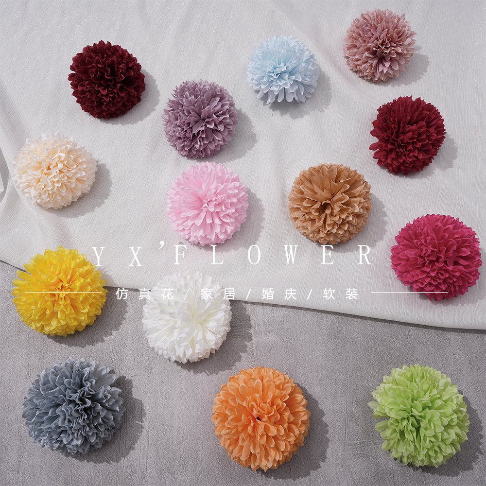 Artificial flower ping-pong chrysanthemum ball Chrysanthemum green onion ball diameter about 9cm dance wrist flower decoration