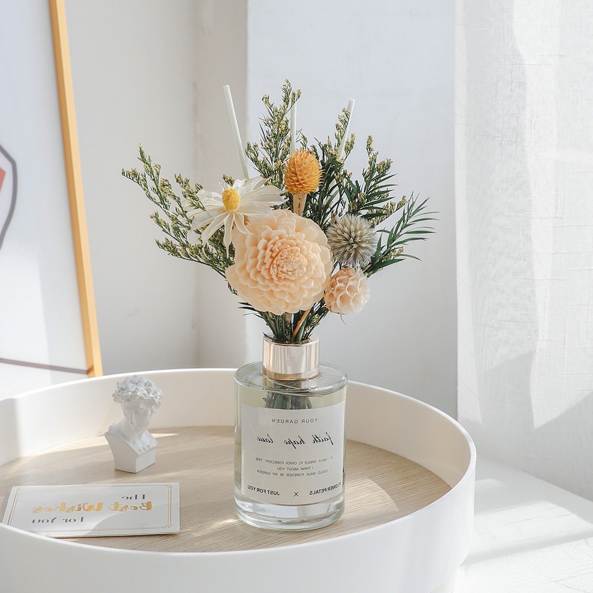 Fire free aromatherapy Preserved flowers reed diffuser decorative dried natural flowers and plants desktop home decoration