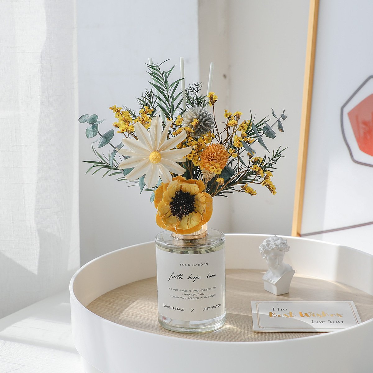 Fire free aromatherapy Preserved flowers reed diffuser decorative dried natural flowers and plants desktop home decoration