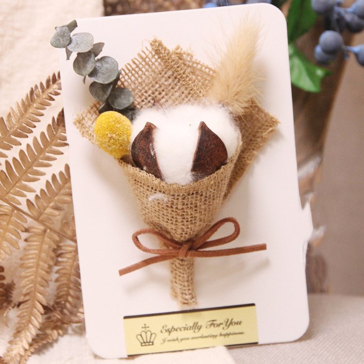 Birthday Valentines Day Blessing Artistic Kraft Paper Handmade Card Creative DIY Confession Dried Flower Greeting Card