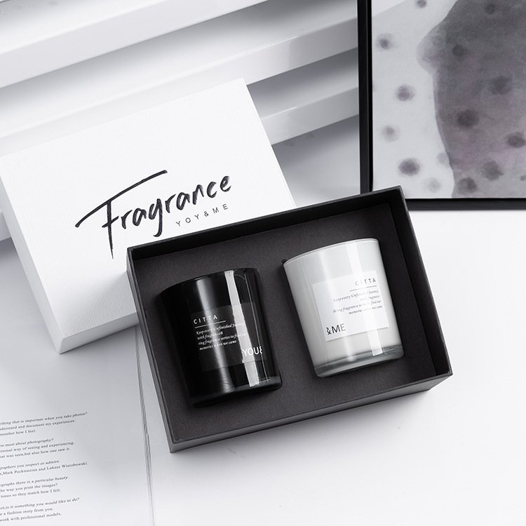 Home Decoration Black and White Color Glass Jar Luxury Gift Set Soy Wax Scented Candle Jars Luxury Scented Candle