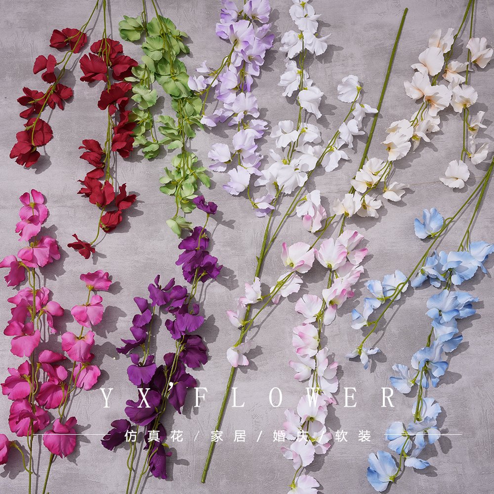 Single pea flower wedding runway decoration high quality wedding road lead arch flower arrangement simulation