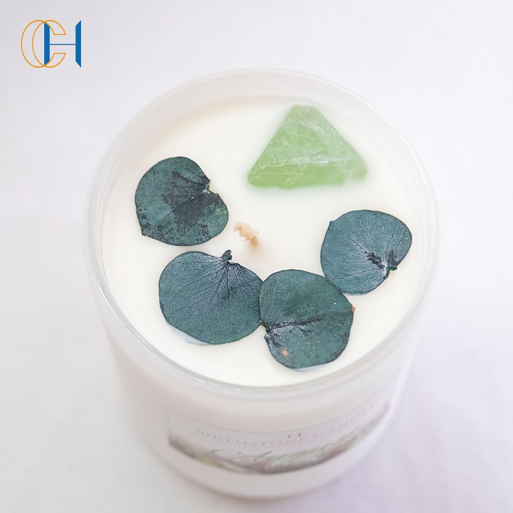 C&H Luxury Custom Crystal Aromatherapy Soy Wax Scented Candle with Dried Flowers