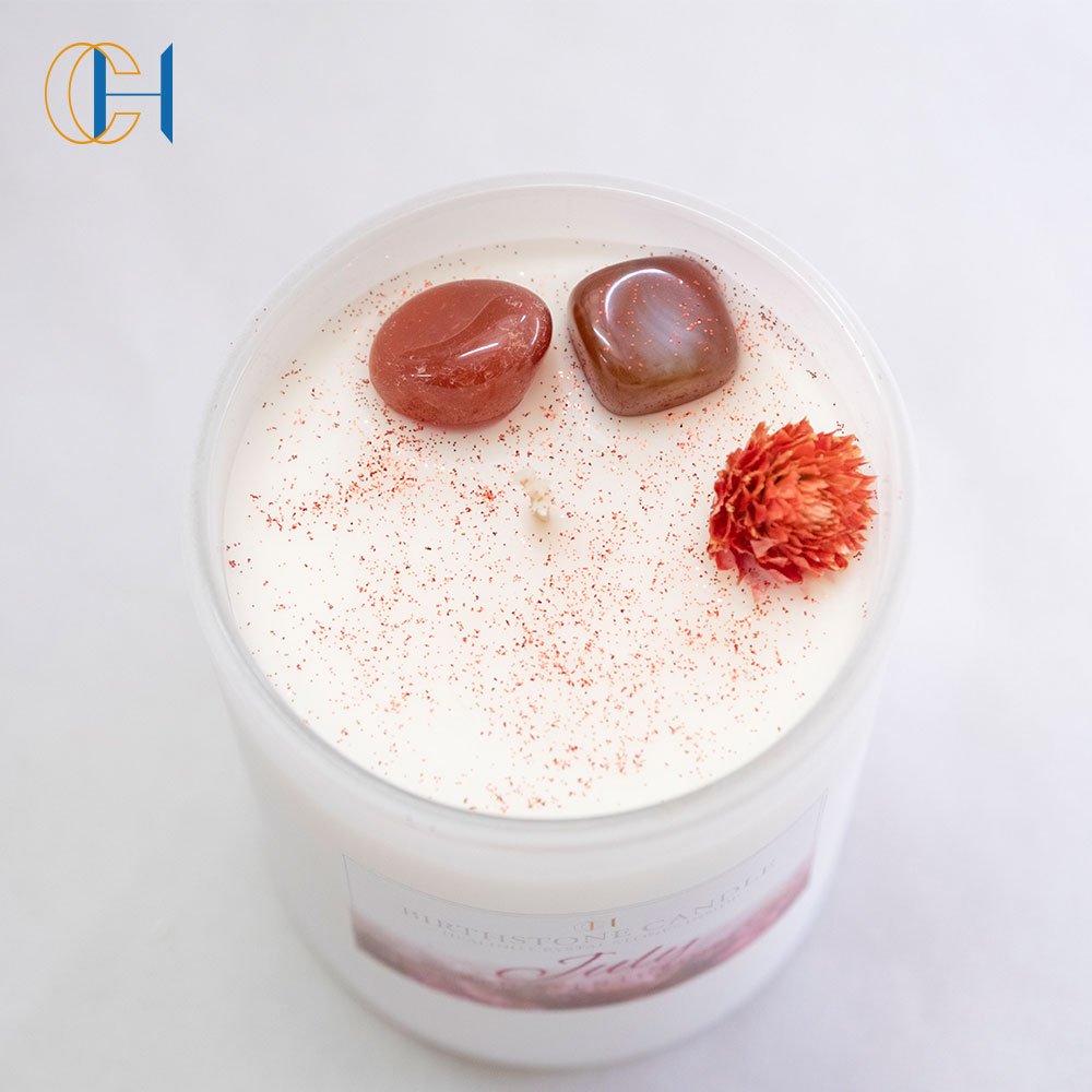 C&H Luxury Custom Crystal Aromatherapy Soy Wax Scented Candle with Dried Flowers