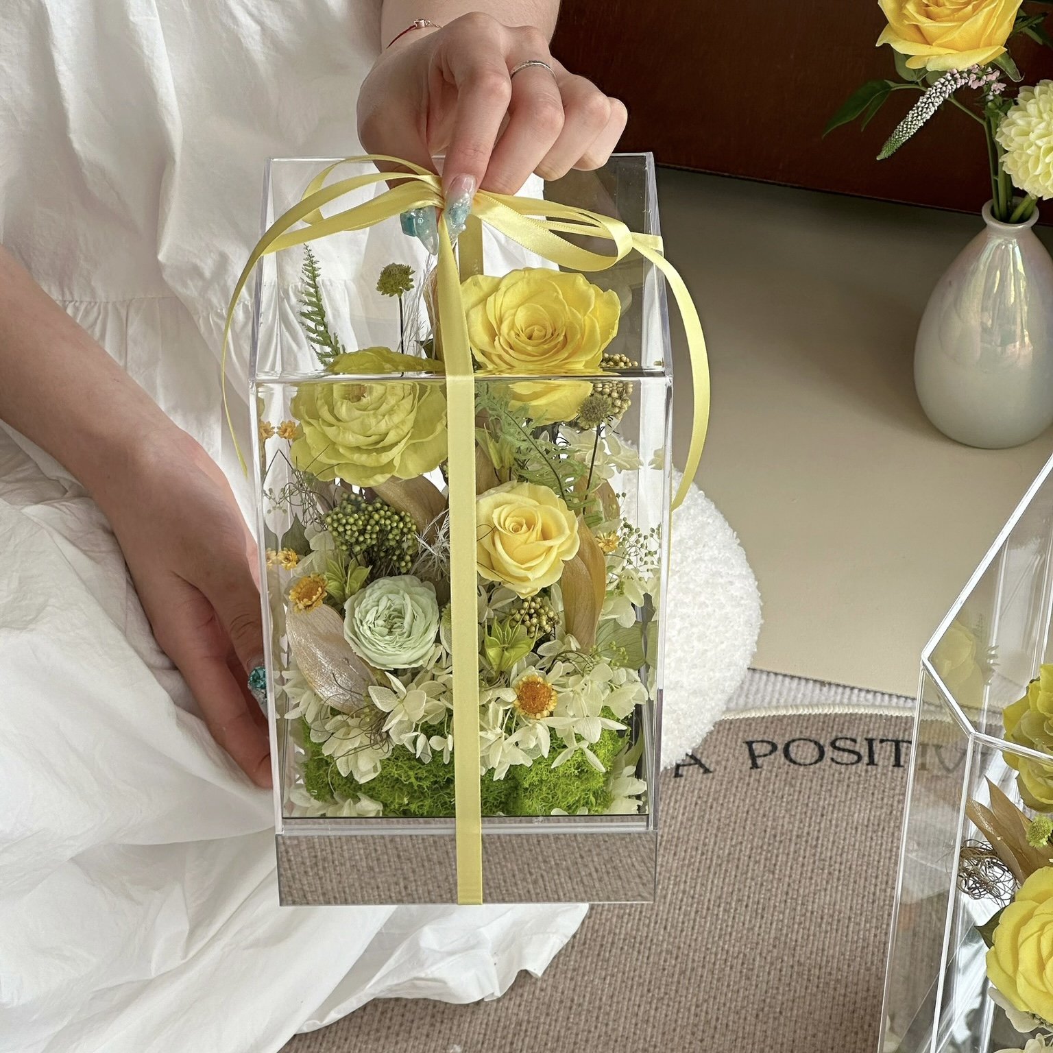 Valentines day Gift Box Romantic Design Real Natural Immortal Forever Eternal Dried preserving fresh flowers in acrylic box