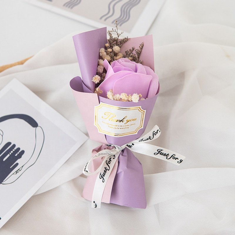 Mini Artificial Soap Sunflower Bouquet Dried Flower Plant Baby Breath Flower Bouquet Rose valentine Mother Day Gift