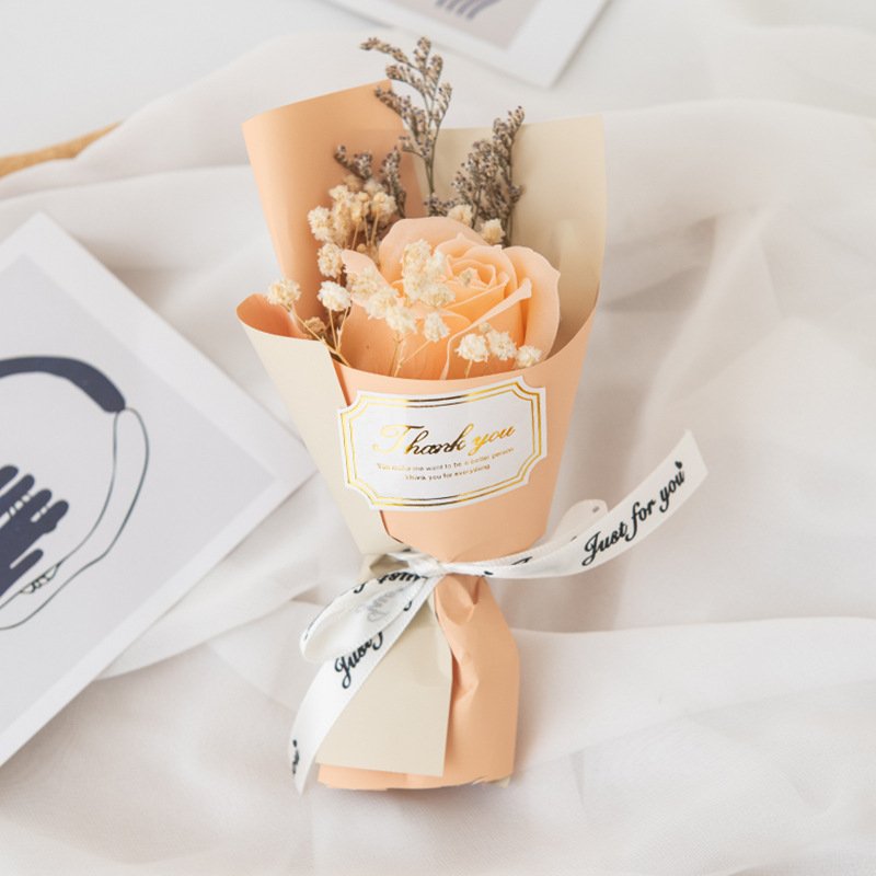Mini Artificial Soap Sunflower Bouquet Dried Flower Plant Baby Breath Flower Bouquet Rose valentine Mother Day Gift