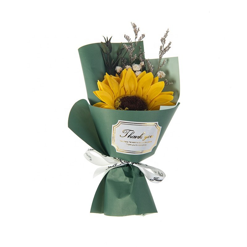 Mini Artificial Soap Sunflower Bouquet Dried Flower Plant Baby Breath Flower Bouquet Rose valentine Mother Day Gift