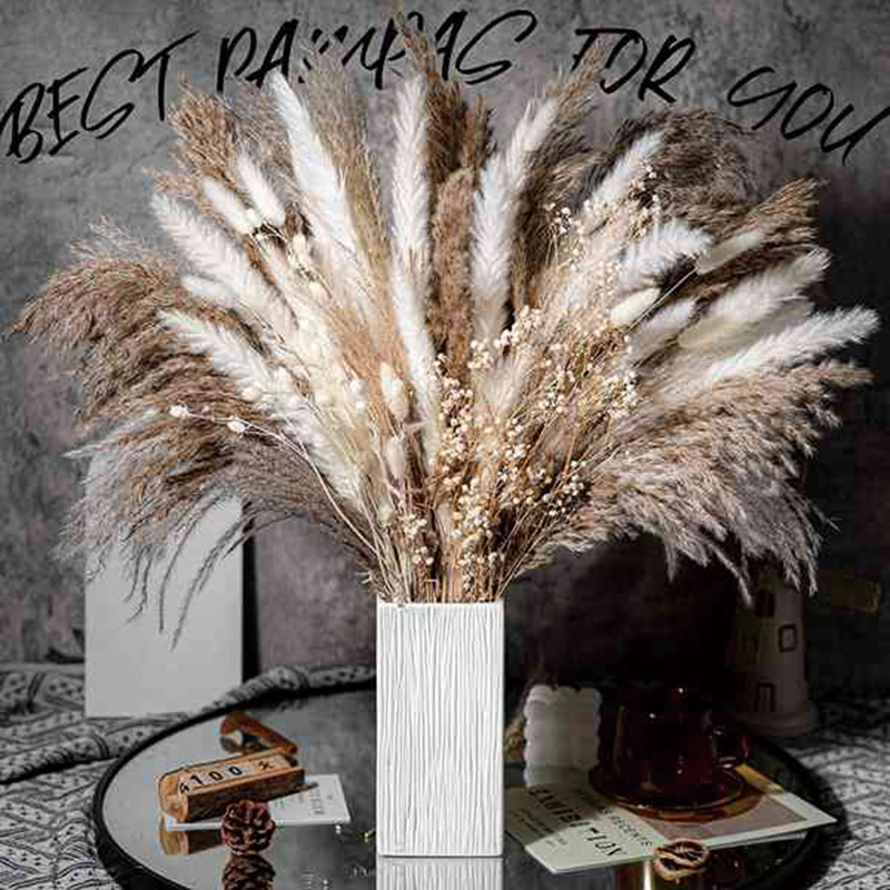 Dried Flowers Reed Stems Artificial Pampas Grass Bouquet For Home Wedding Decoration