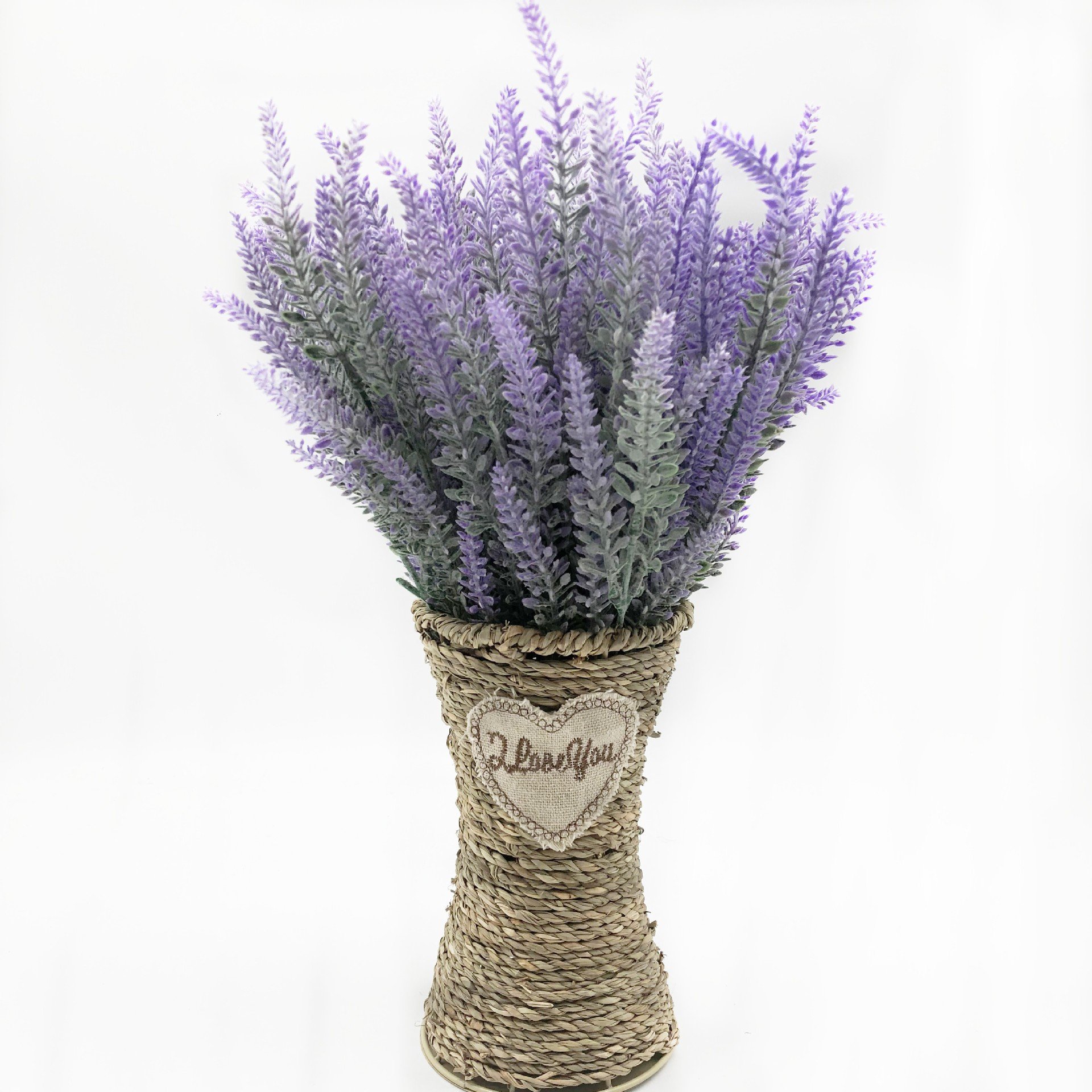 Artificial Flowers Flocked Plastic Lavender Bundle Fake Plants Wedding Bridle Bouquet Indoor Outdoor Home Kitchen Office Table