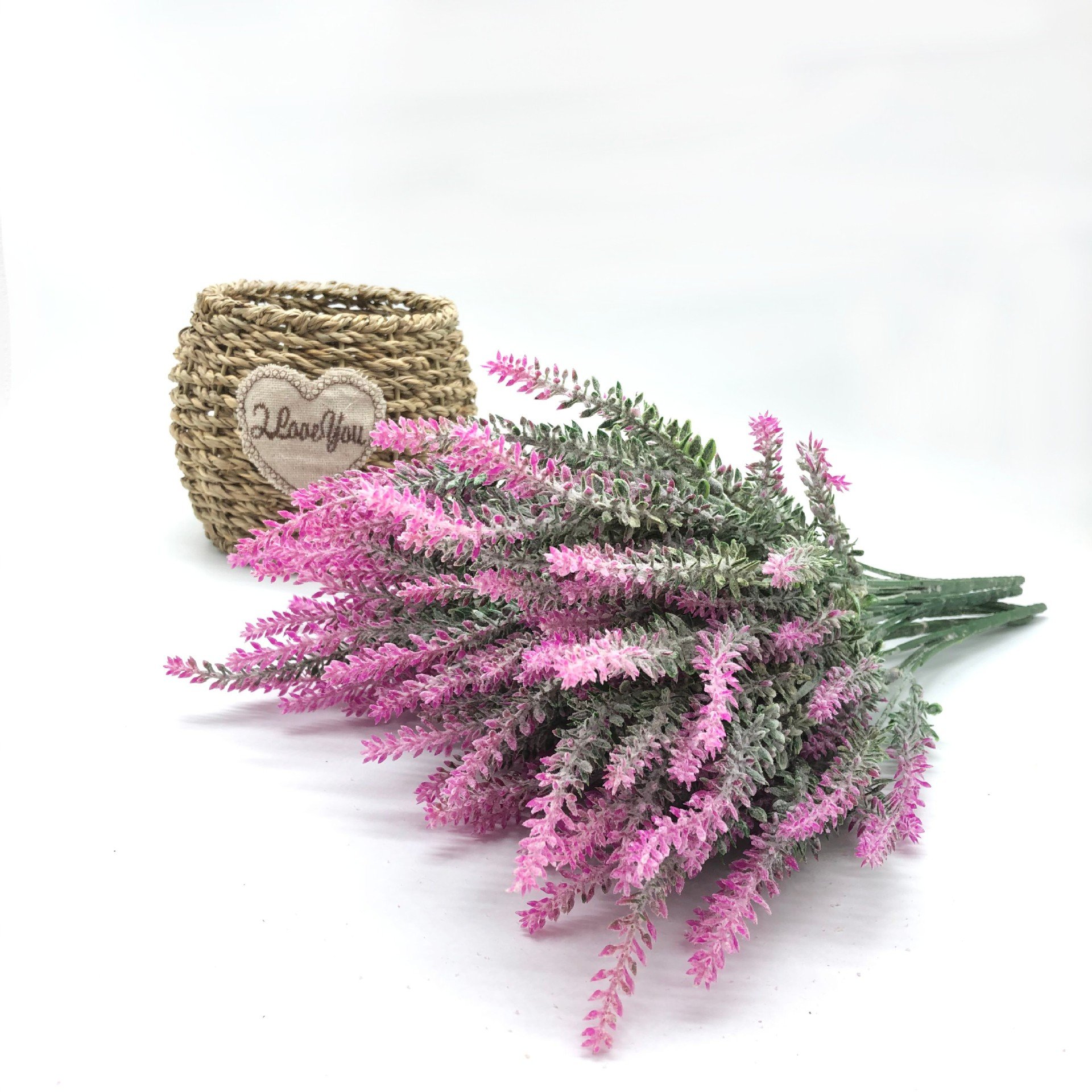 Artificial Flowers Flocked Plastic Lavender Bundle Fake Plants Wedding Bridle Bouquet Indoor Outdoor Home Kitchen Office Table