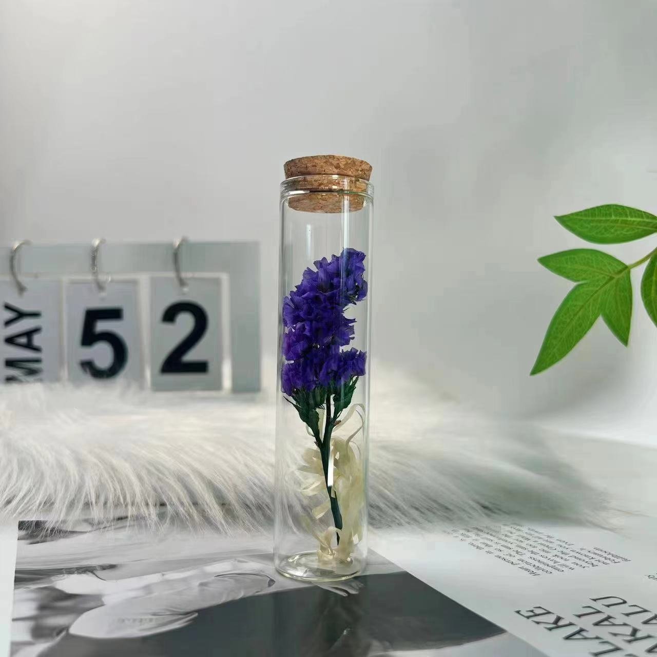 Dried rose test tube glass dried flower bouquet small ornaments diy plant specimen for Teacher's Day gift