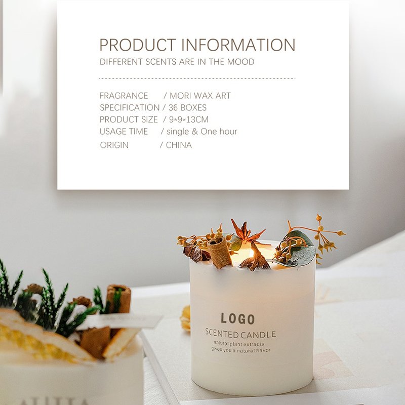 Wedding Scented Candle Gift Candle Luxury Soy Wax Birthday Christmas Valentines Day Christmas Holiday with Dried Flowers