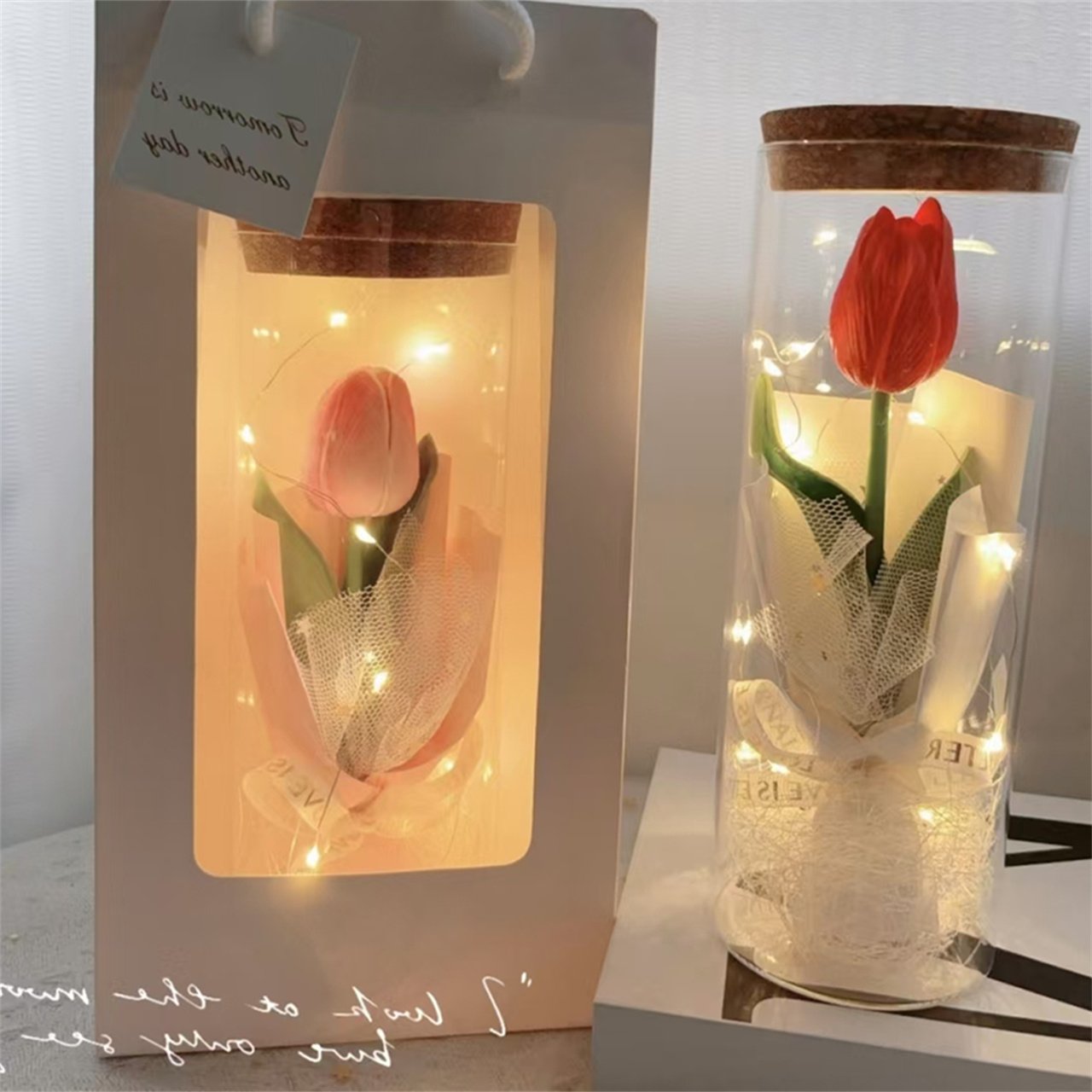 YX Hot Sales LED Tulip String Lights Bouquet Eternal Flower Atmosphere Decoration Ornament Graduation Mother's Day Thanksgiving