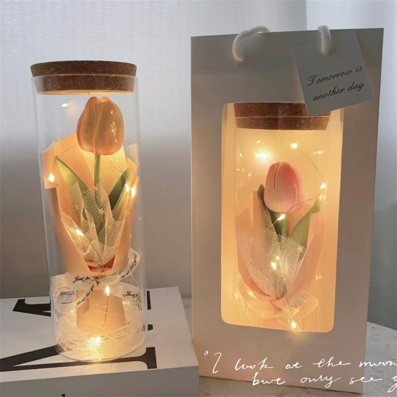 YX Hot Sales LED Tulip String Lights Bouquet Eternal Flower Atmosphere Decoration Ornament Graduation Mother's Day Thanksgiving