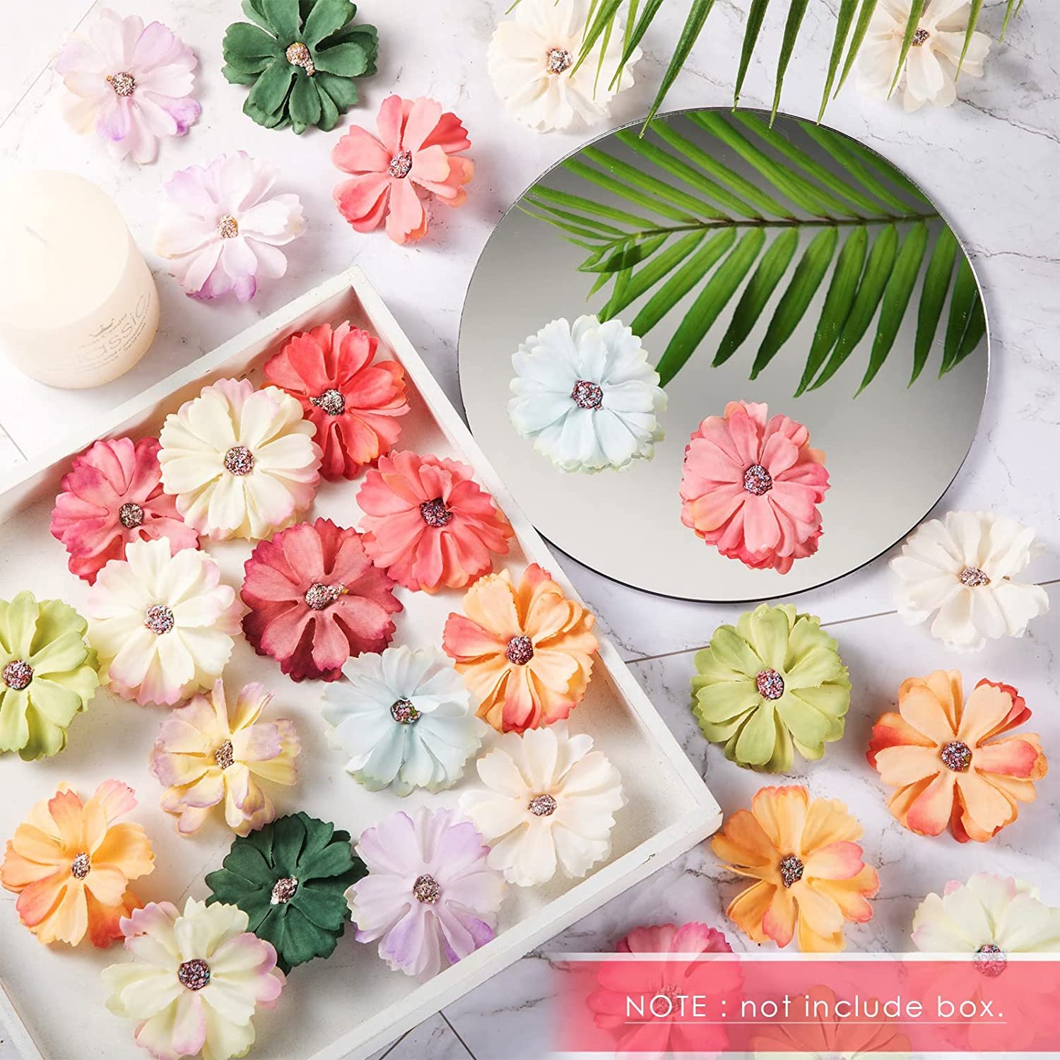 Faux Flowers Heads for Crafts Artificial Silk Daisy Flowers Mini Assorted Faux Flowers DIY Wreath Accessories for Holiday