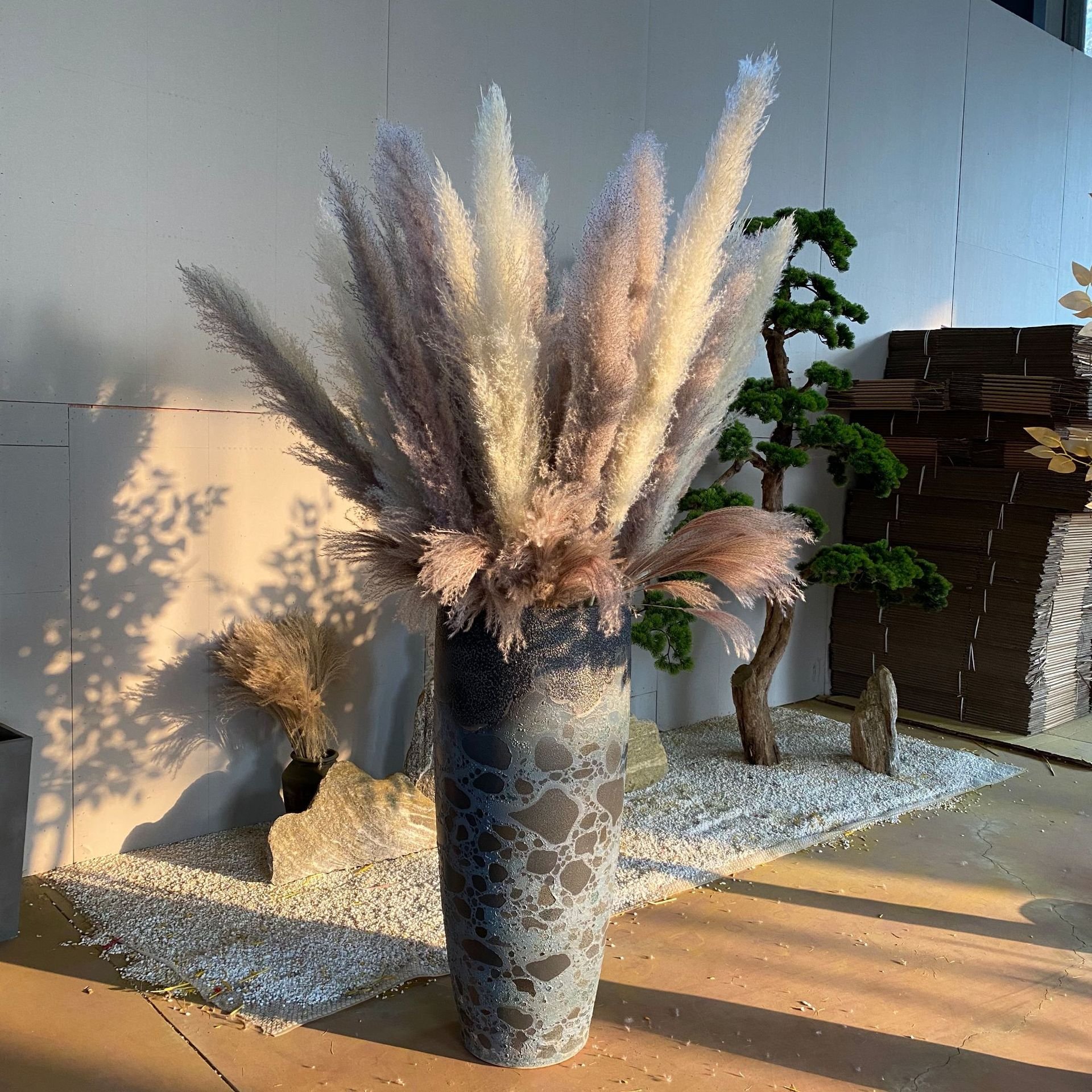 Natural pampas grass dried flower bouquet big fluffy Nordic floor decoration wedding scene layout large spike pampas grass