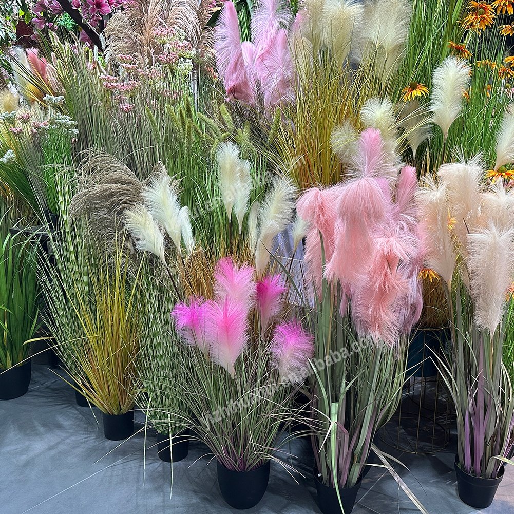 Hot sell Artificial Greenery Dried Pampas Grass reed haystack Dog Tail Artificial flowers artificial Grass
