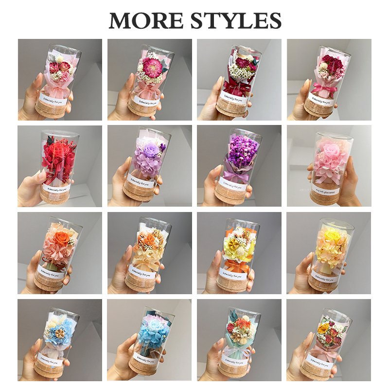UO Wholesale Cheap Price Finished Immortal Flower Wishing Bottle Handmade DIY Flower Bouquet